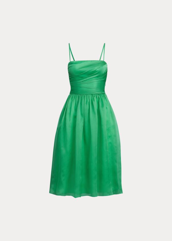 Ralph Lauren Annora Silk Organza Šaty Zelene | yJvg2nmF