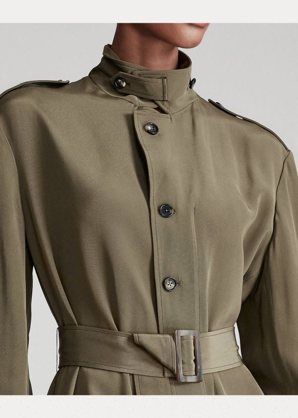 Ralph Lauren Ansley Crepe Marocain Šaty Olivy Zelené | kDVuHpdc