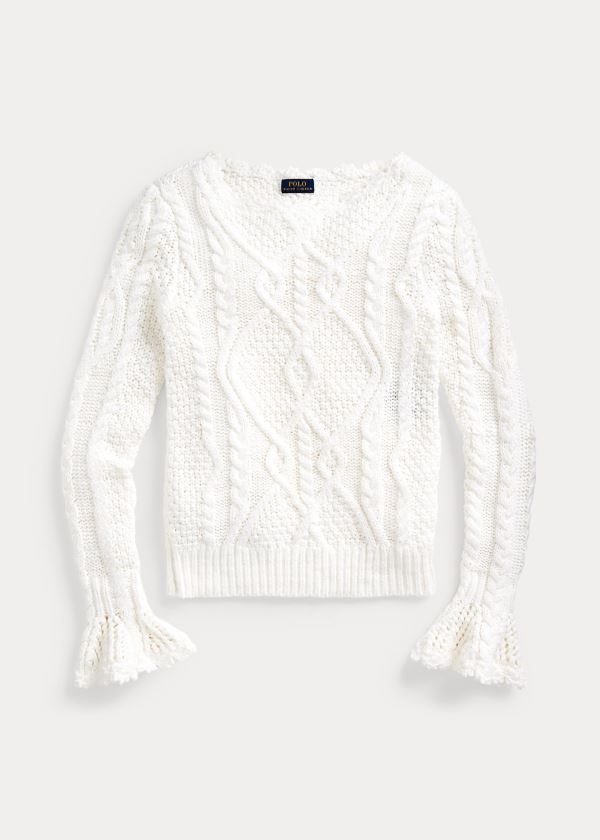 Ralph Lauren Aran-Knit Svetrové Bílé | 7sqL7GA2