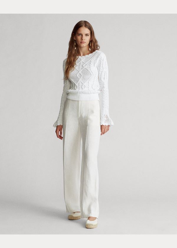 Ralph Lauren Aran-Knit Svetrové Bílé | 7sqL7GA2