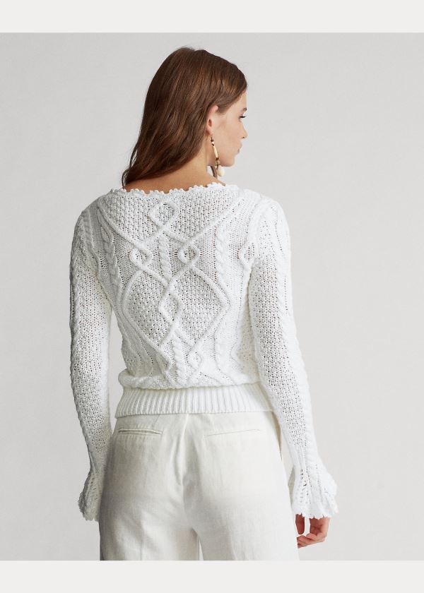 Ralph Lauren Aran-Knit Svetrové Bílé | 7sqL7GA2
