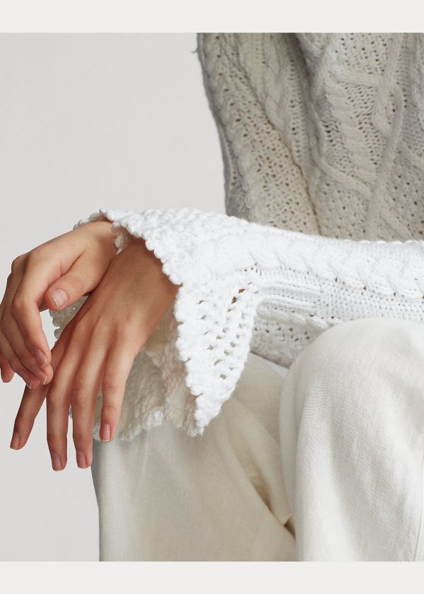 Ralph Lauren Aran-Knit Svetrové Bílé | 7sqL7GA2