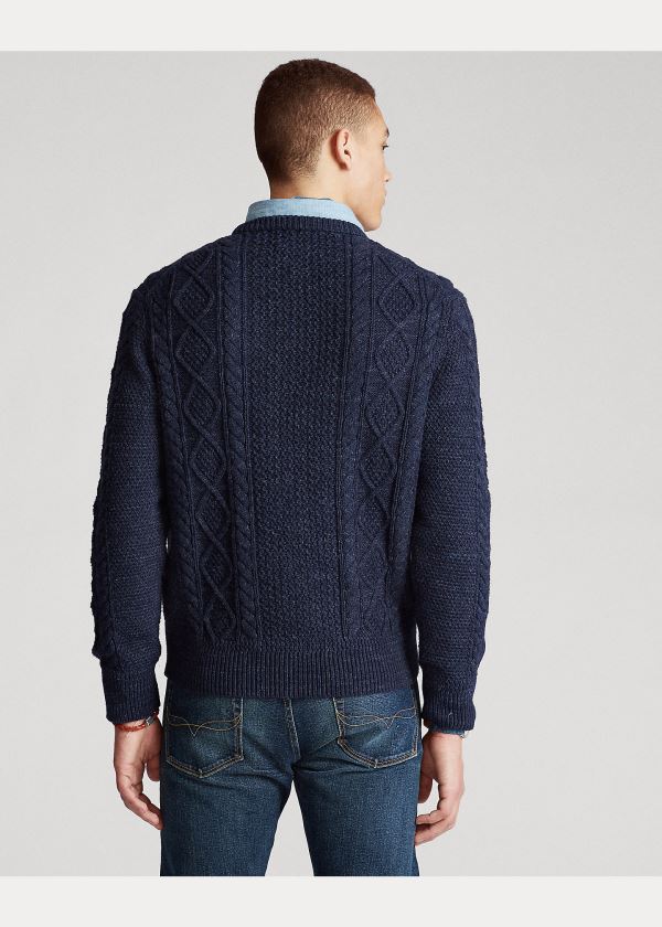 Ralph Lauren Aran Patchwork-Flag Svetrové Tmavě Blankyt | X1GlPifM