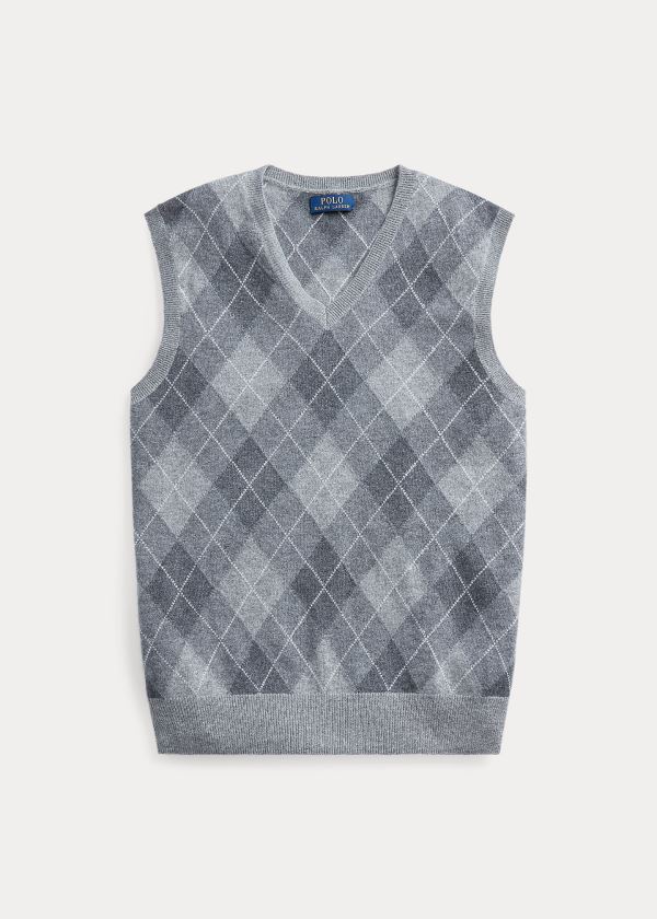 Ralph Lauren Argyle Cashmere Svetrové Vest Šedé Viacfarebný | hB6AdBQO