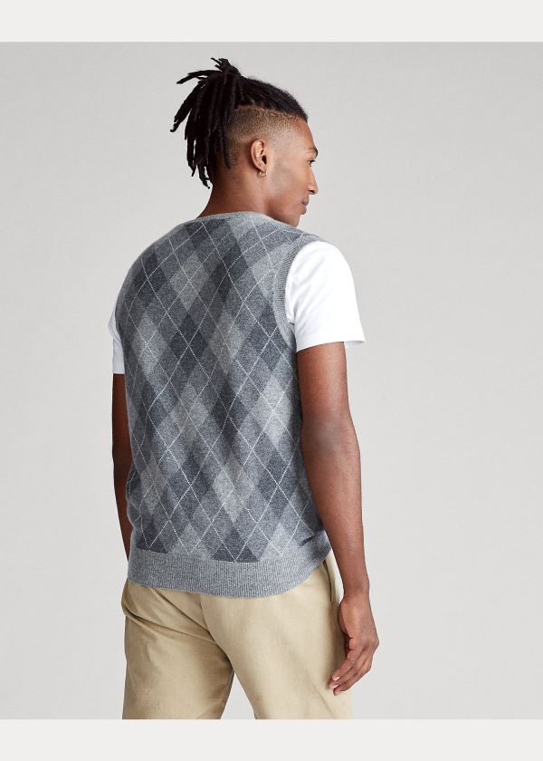 Ralph Lauren Argyle Cashmere Svetrové Vest Šedé Viacfarebný | hB6AdBQO
