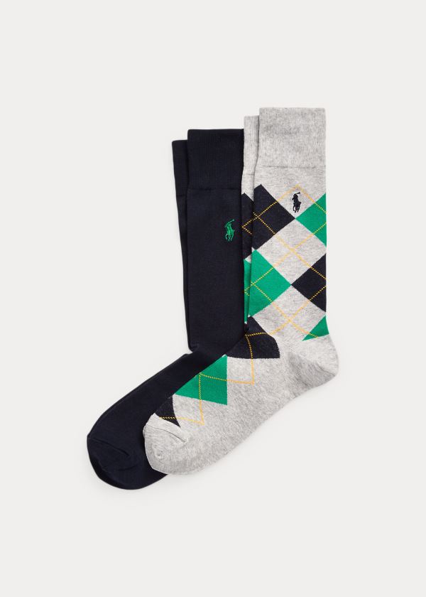Ralph Lauren Argyle & Solid Sock 2-Pack Šedé | DzTgxgm6