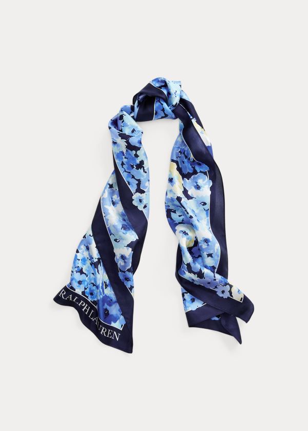 Ralph Lauren Aria Silk Scarf Tmavě Blankyt | CtpxaU0u