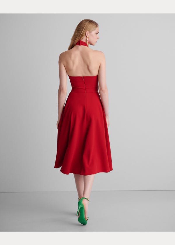 Ralph Lauren Arleen Crepe Cady Halter Šaty Červené | BBXsaIub