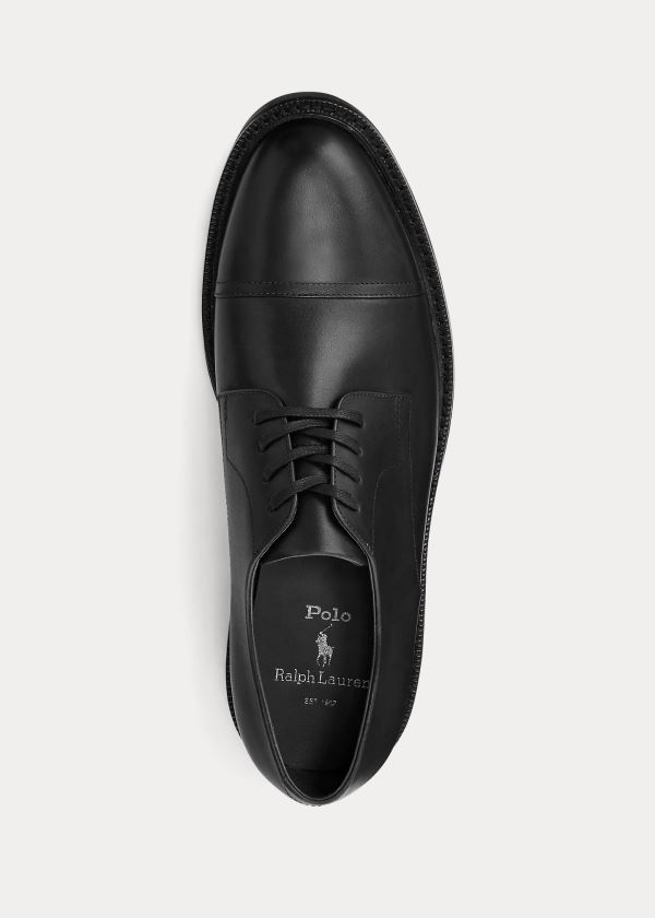 Ralph Lauren Asher Læder Cap Špicí Shoe Černé | QbIVHDTQ