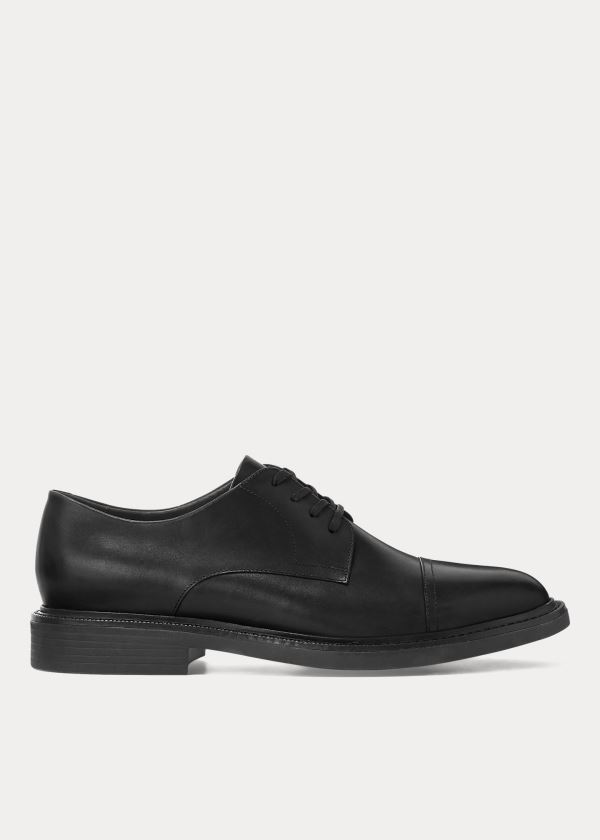 Ralph Lauren Asher Læder Cap Špicí Shoe Černé | QbIVHDTQ