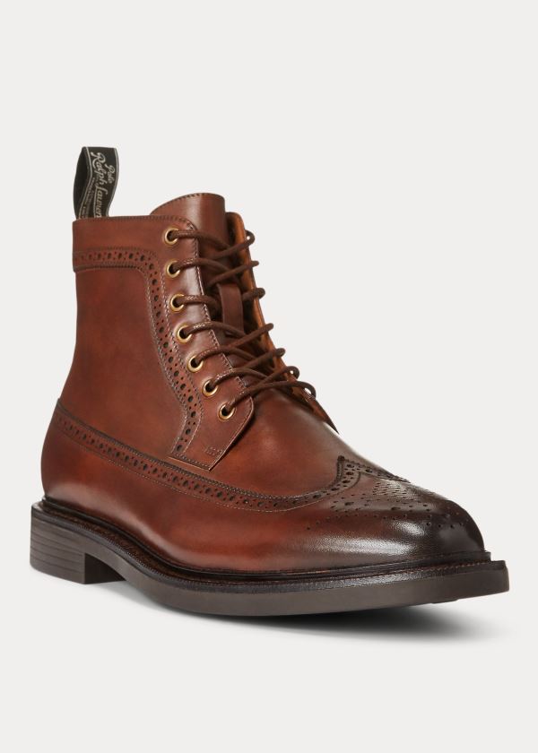 Ralph Lauren Asher Læder Wingtip Boot Hnědé | XoQbHeaG