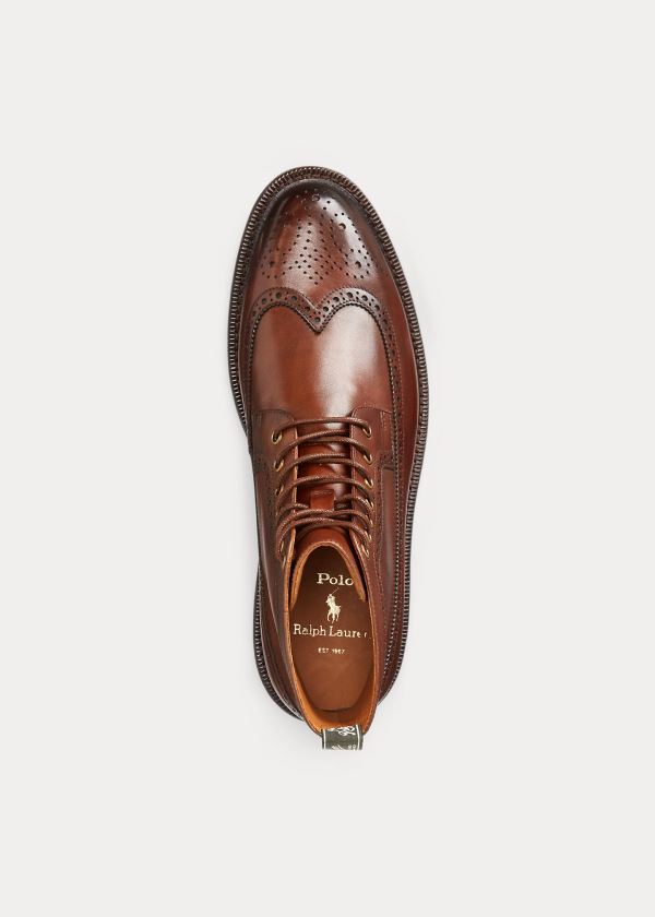 Ralph Lauren Asher Læder Wingtip Boot Hnědé | XoQbHeaG