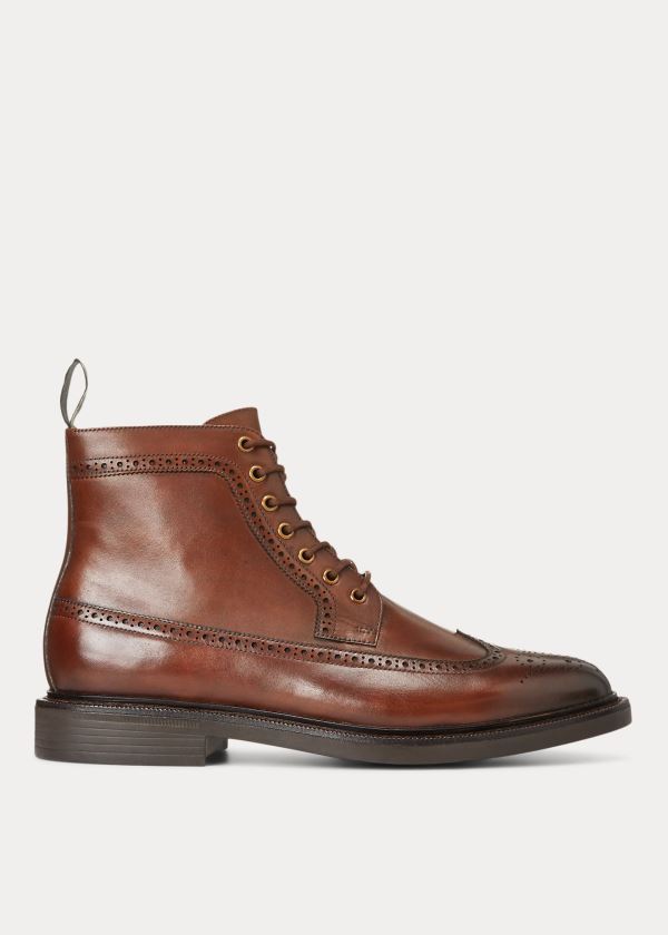 Ralph Lauren Asher Læder Wingtip Boot Hnědé | XoQbHeaG