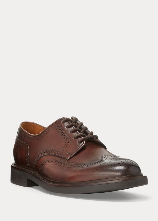 Ralph Lauren Asher Læder Wingtip Hnědé | 4JkRwmNa