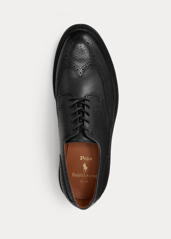 Ralph Lauren Asher Læder Wingtip Černé | 757hXf3P