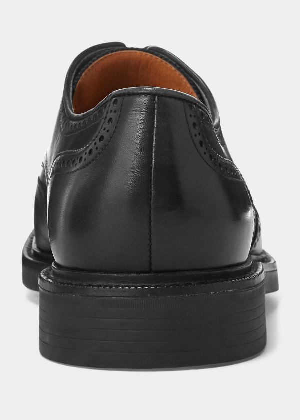 Ralph Lauren Asher Læder Wingtip Černé | 757hXf3P