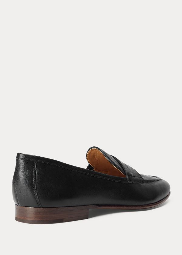 Ralph Lauren Ashtyn Læder Penny Loafer Černé | he19HjrO