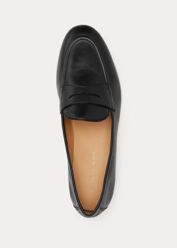 Ralph Lauren Ashtyn Læder Penny Loafer Černé | he19HjrO