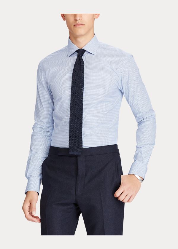 Ralph Lauren Aston Gingham Šaty Shirt Světle Blankyt Bílé | 1qubSxwZ