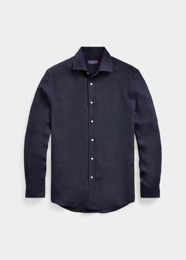 Ralph Lauren Aston Linen Sportovní Shirt Tmavě Blankyt | 25GRuKIn