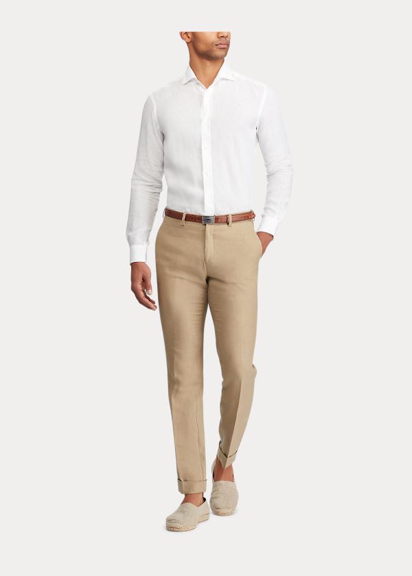 Ralph Lauren Aston Linen Sportovní Shirt Bílé | daNKcu4o