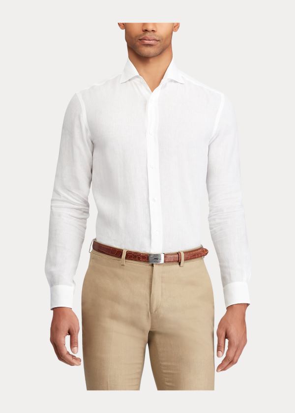 Ralph Lauren Aston Linen Sportovní Shirt Bílé | daNKcu4o