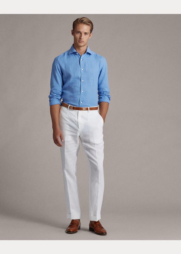 Ralph Lauren Aston Linen Sportovní Shirt Blankyt | lj26rOJe