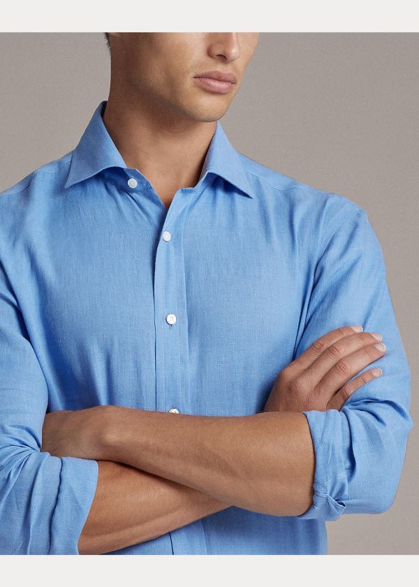 Ralph Lauren Aston Linen Sportovní Shirt Blankyt | lj26rOJe
