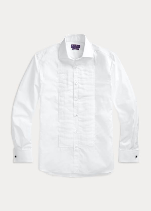 Ralph Lauren Aston Pleated Tuxedo Shirt Bílé | Ch2cqsqg