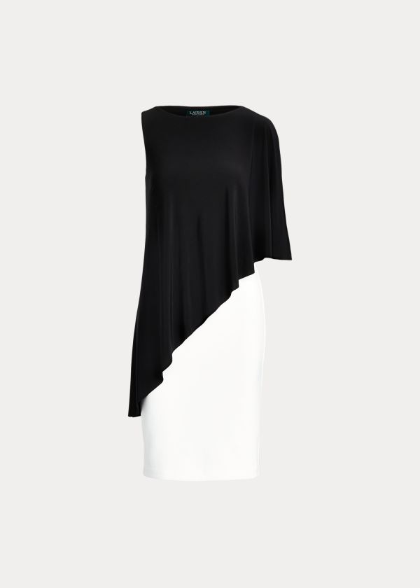 Ralph Lauren Asymmetrical Cape Šaty Černé Bílé | OBIe7LjT