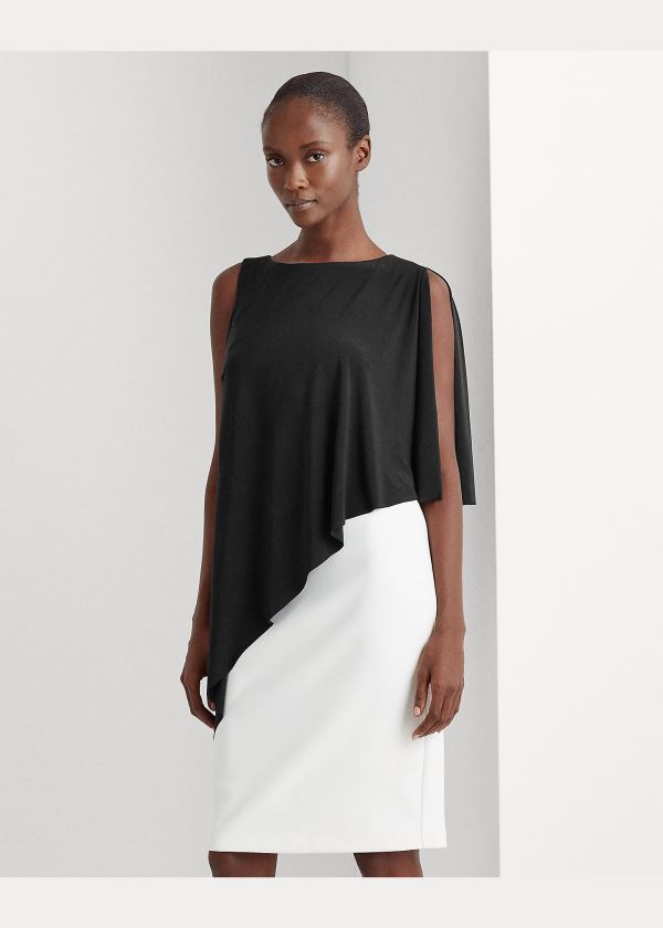 Ralph Lauren Asymmetrical Cape Šaty Černé Bílé | OBIe7LjT