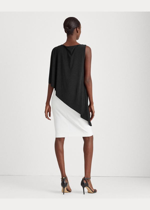 Ralph Lauren Asymmetrical Cape Šaty Černé Bílé | OBIe7LjT