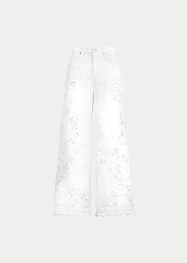 Ralph Lauren BB Široké-Leg Crop Jean Bílé | 8JFgskhZ