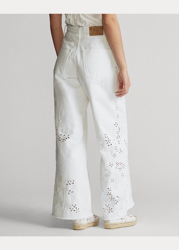 Ralph Lauren BB Široké-Leg Crop Jean Bílé | 8JFgskhZ