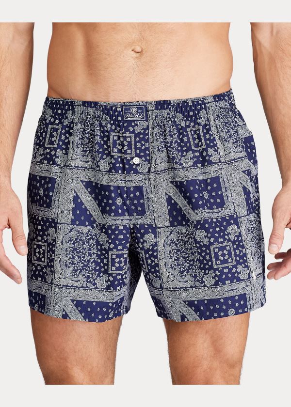 Ralph Lauren Bandanna-Print Bavlněné Boxerské Tmavě Blankyt Viacfarebný Krém | cKLV9WrB