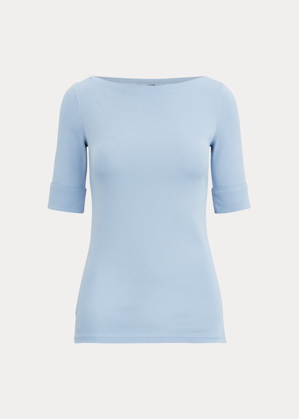 Ralph Lauren Bavlněné-Blend Boatneck Top Blankyt | T902y2oA