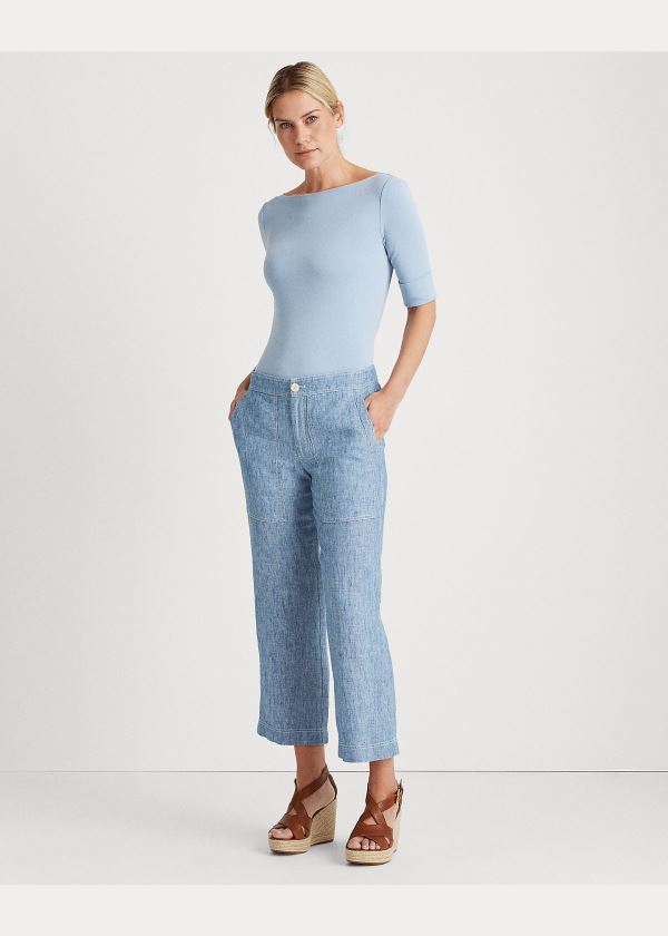 Ralph Lauren Bavlněné-Blend Boatneck Top Blankyt | T902y2oA