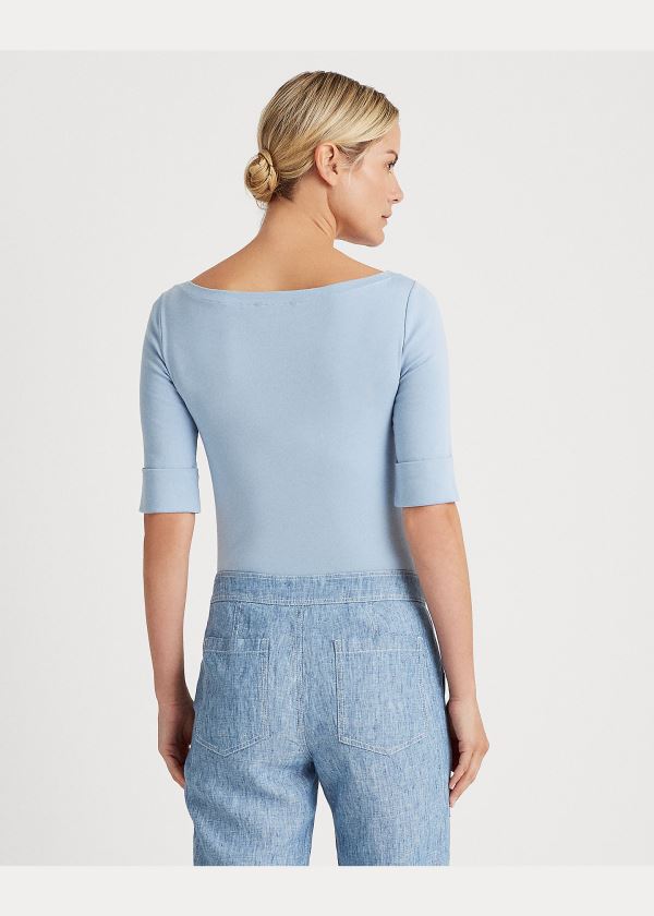 Ralph Lauren Bavlněné-Blend Boatneck Top Blankyt | T902y2oA