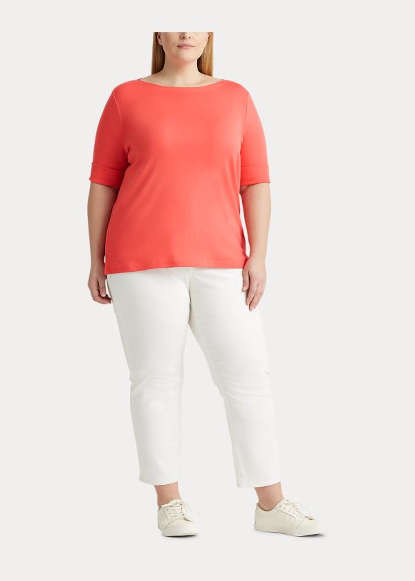 Ralph Lauren Bavlněné-Blend Boatneck Top Červené | s4LZ10Hl