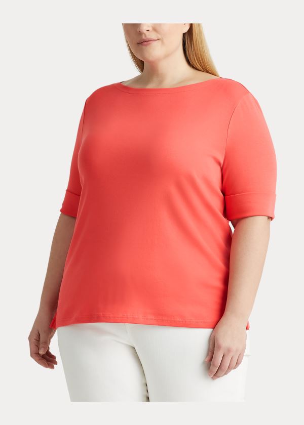 Ralph Lauren Bavlněné-Blend Boatneck Top Červené | s4LZ10Hl