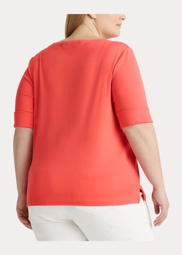 Ralph Lauren Bavlněné-Blend Boatneck Top Červené | s4LZ10Hl