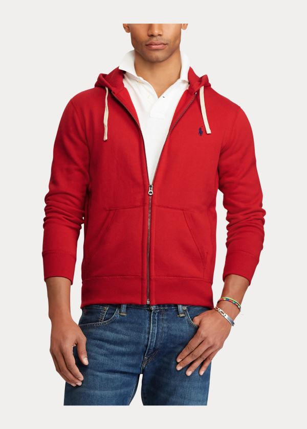 Ralph Lauren Bavlněné-Blend-Fleece Hoodie Červené | Nhz2IuVM