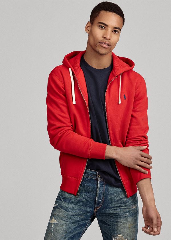Ralph Lauren Bavlněné-Blend-Fleece Hoodie Červené | Nhz2IuVM