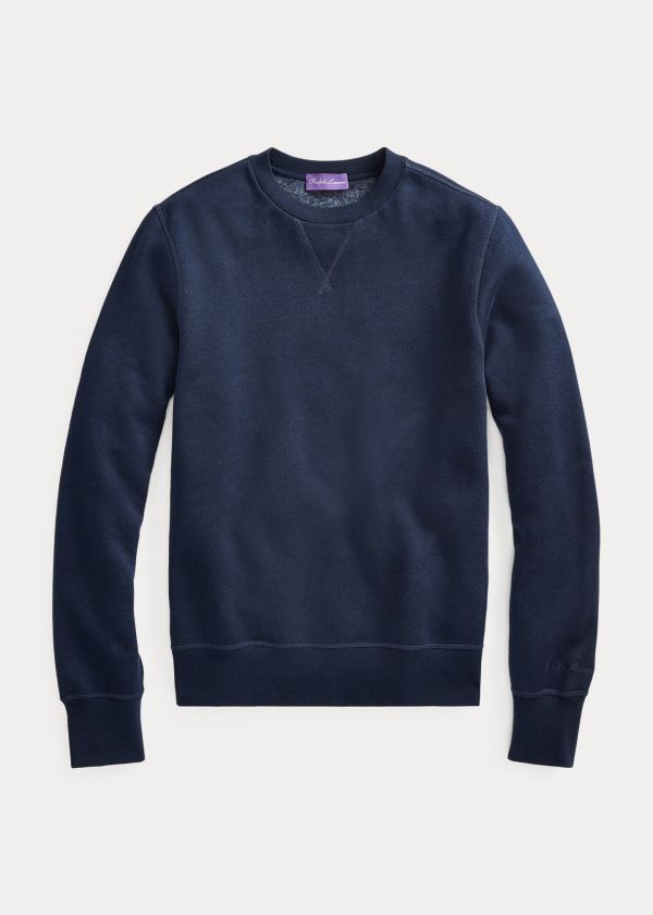 Ralph Lauren Bavlněné-Blend-Fleece Sweatshirt Tmavě Blankyt | Hm9Govon