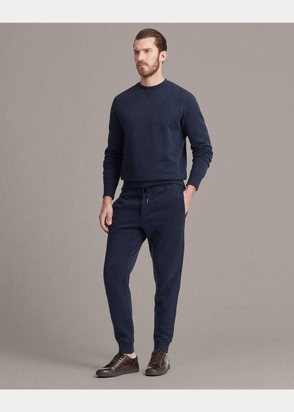 Ralph Lauren Bavlněné-Blend-Fleece Sweatshirt Tmavě Blankyt | Hm9Govon