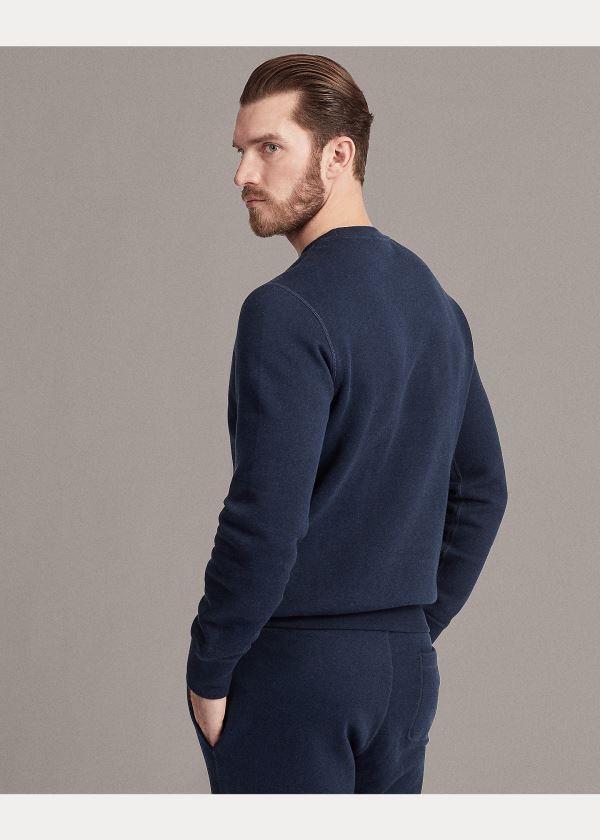 Ralph Lauren Bavlněné-Blend-Fleece Sweatshirt Tmavě Blankyt | Hm9Govon