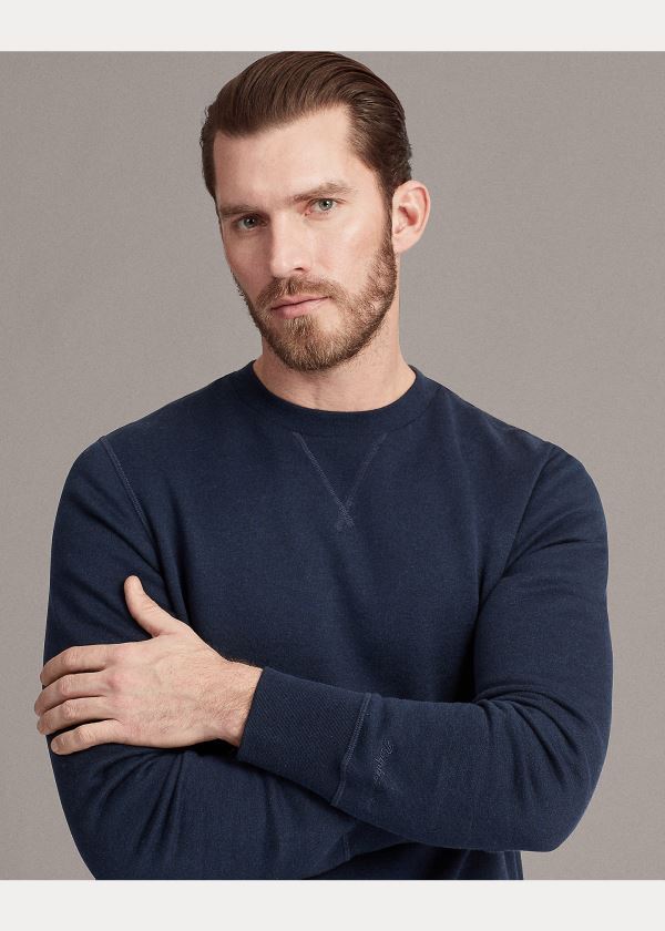 Ralph Lauren Bavlněné-Blend-Fleece Sweatshirt Tmavě Blankyt | Hm9Govon