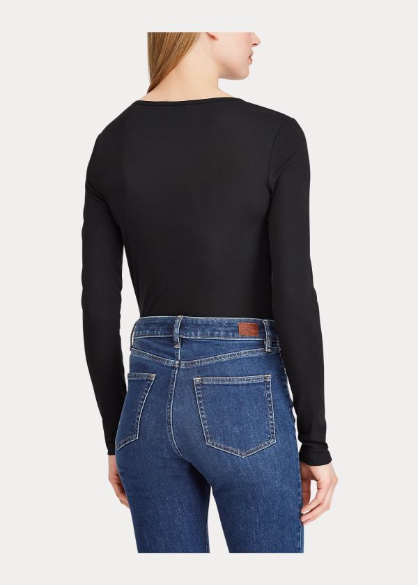 Ralph Lauren Bavlněné-Blend Long-Sleeve Top Černé | 6ZdnVpJ6