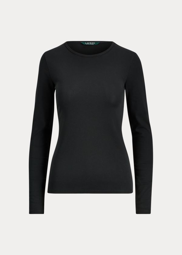 Ralph Lauren Bavlněné-Blend Long-Sleeve Top Černé | 6ZdnVpJ6