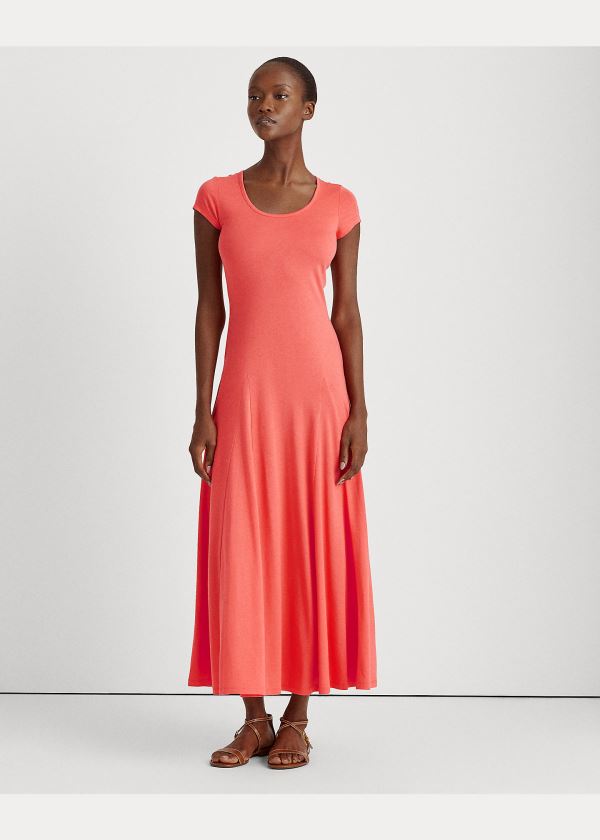 Ralph Lauren Bavlněné-Blend Maxidress Červené | PKd0zwCp